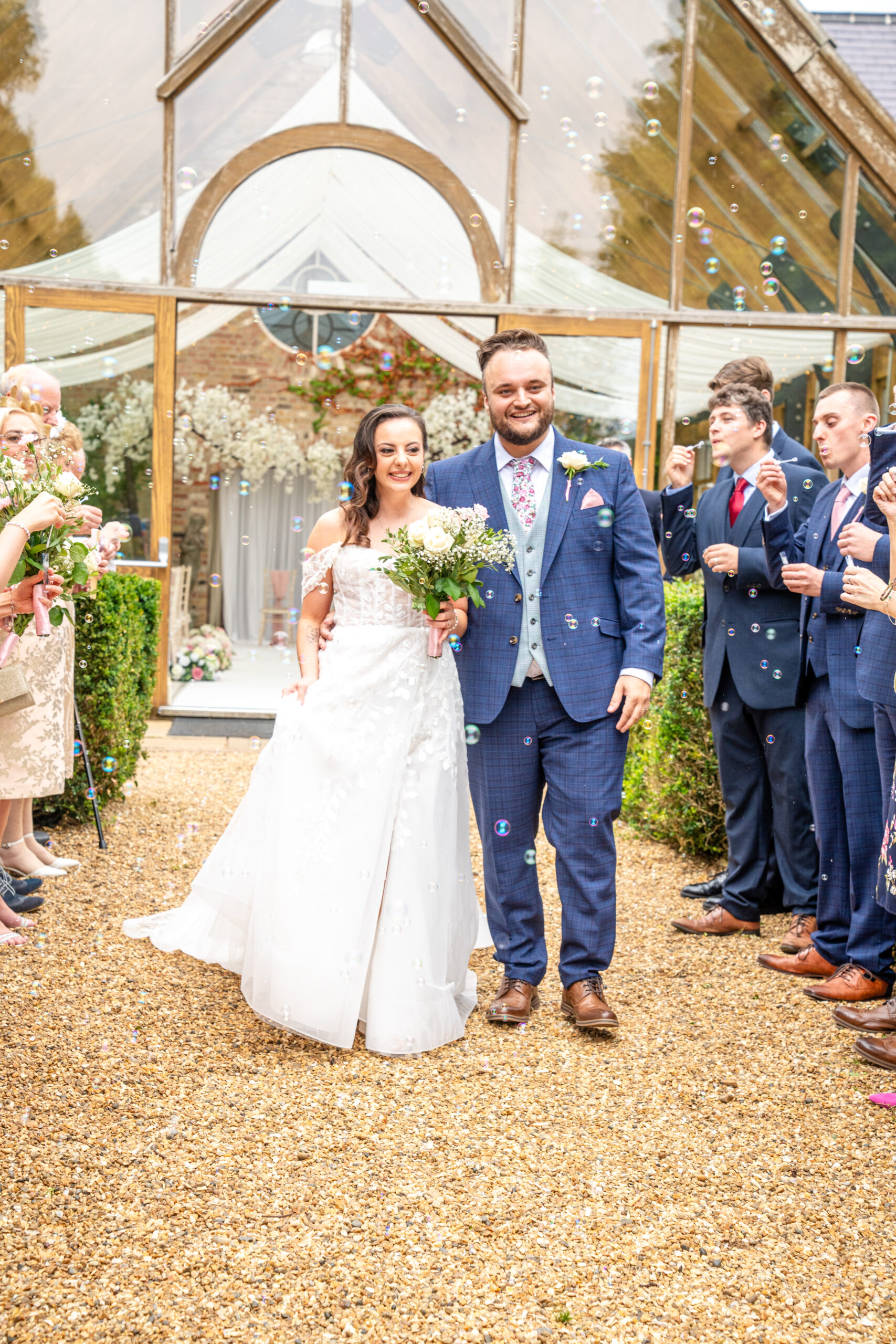 bubbles at Hanbury Manor wedding venue in Hertfordshire