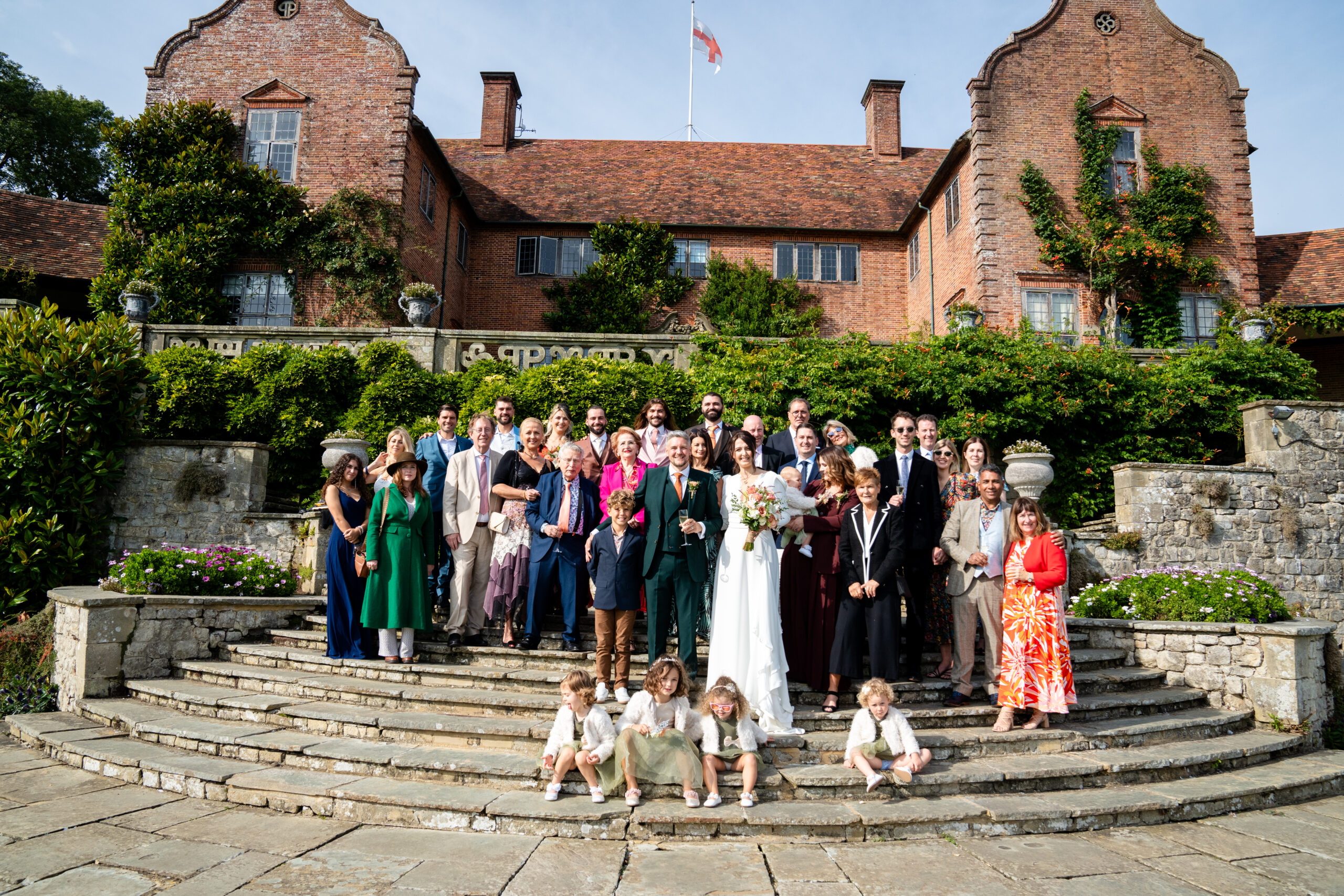 Group photos taken by port Lympne wedding photographer