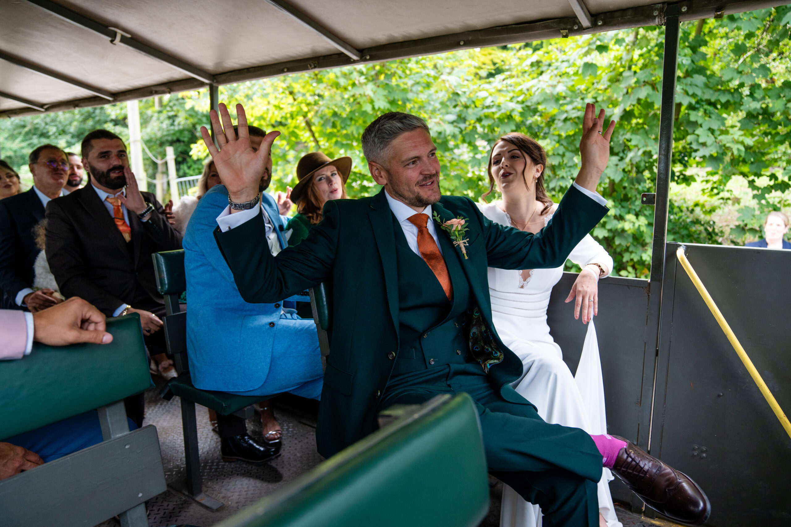 Guests on Safari taken by port Lympne wedding photographer 