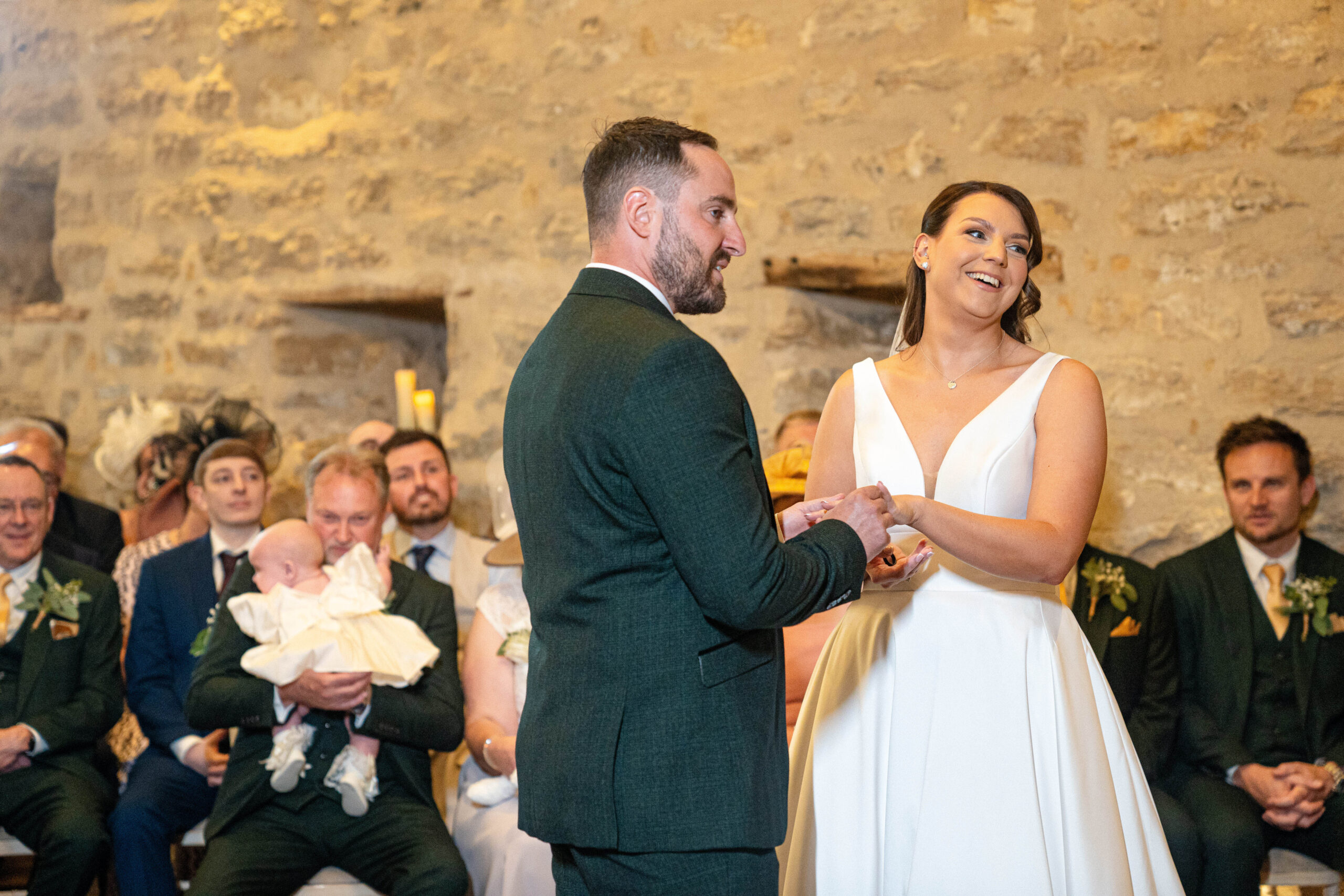 Barn wedding ceremony at Hooton Pagnell captured by Hooton Pagnell Wedding Photographer 