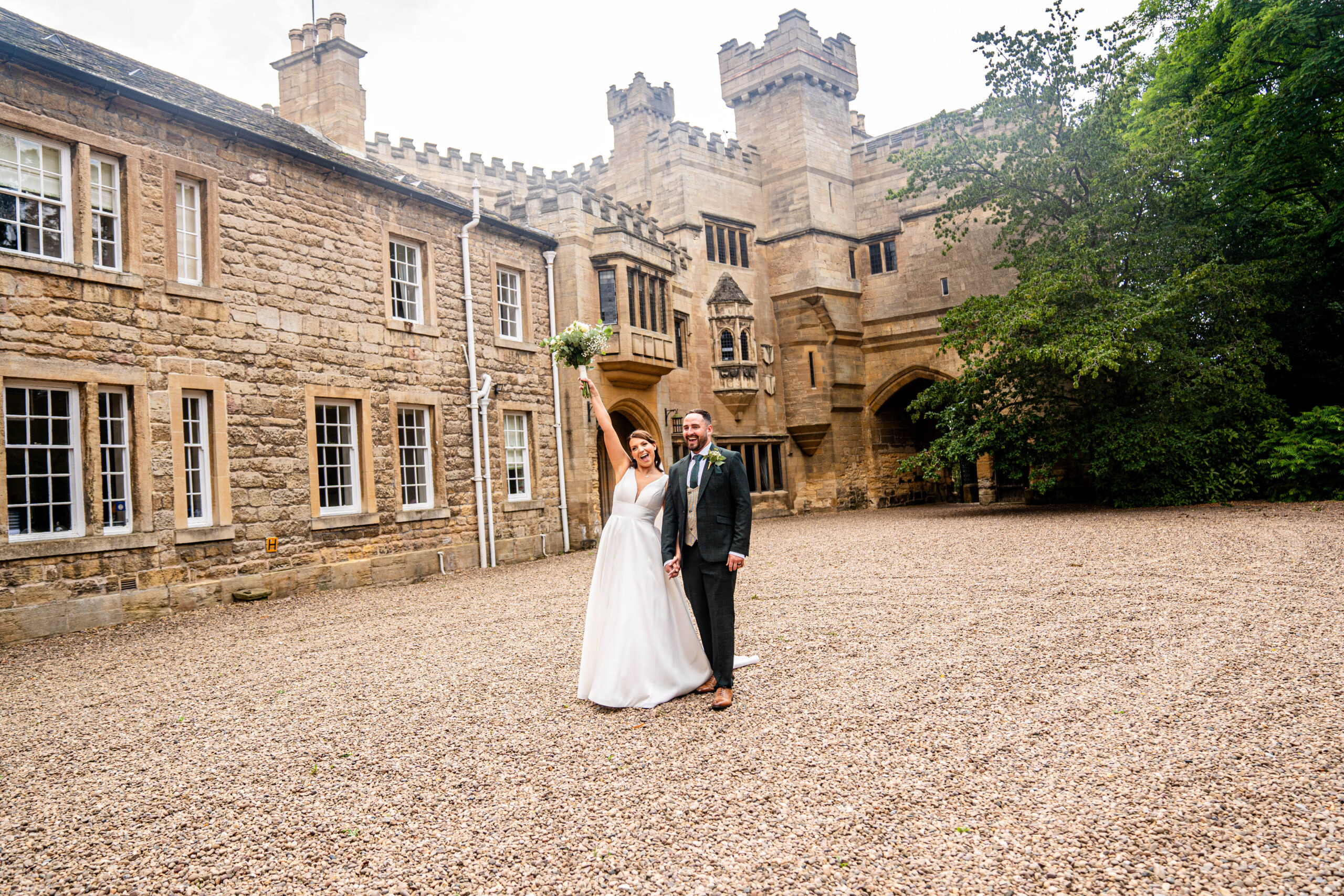 Relaxed just married photos captured by Hooton Pagnell Hall Wedding Photographer 